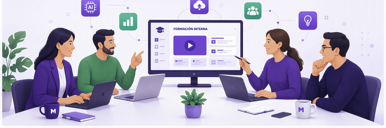Equipo colaborando en una sesión de formación interna
